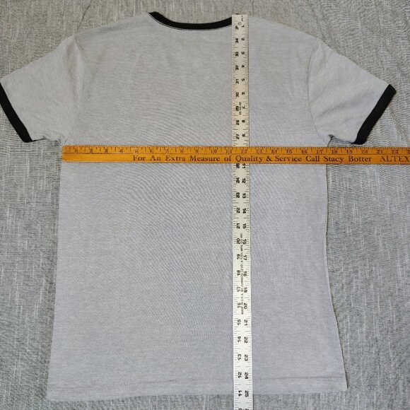 Super Mario Nintendo Ringer T-Shirt Boys Size Large Gray Blue Cotton Crewneck - Picture 5 of 8
